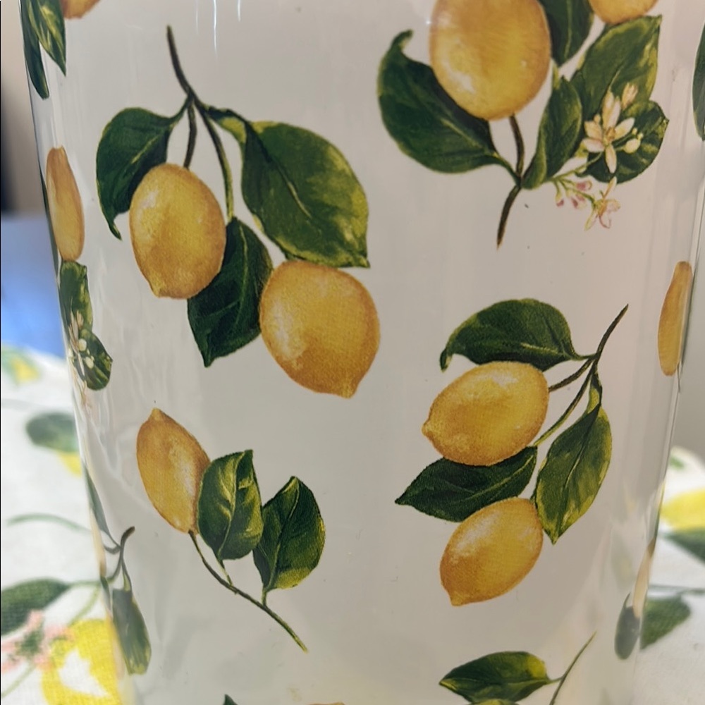 Martha Stewart Lemon Print Ceramic Canister with Lid - Picture 2 of 5